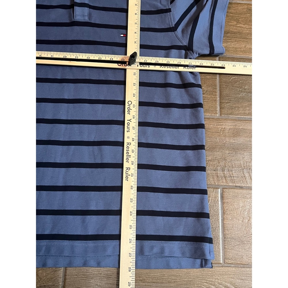 Tommy Hilfiger Mens Regular Fit Wicking Polo Shirt Blue Black Striped Large NWT - Picture 3 of 5